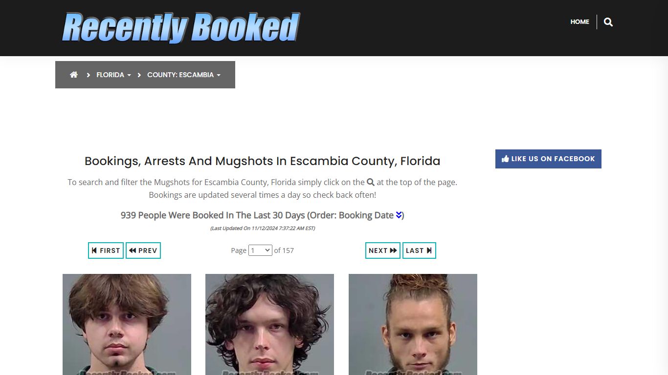 Bookings, Arrests and Mugshots in Escambia County, Florida