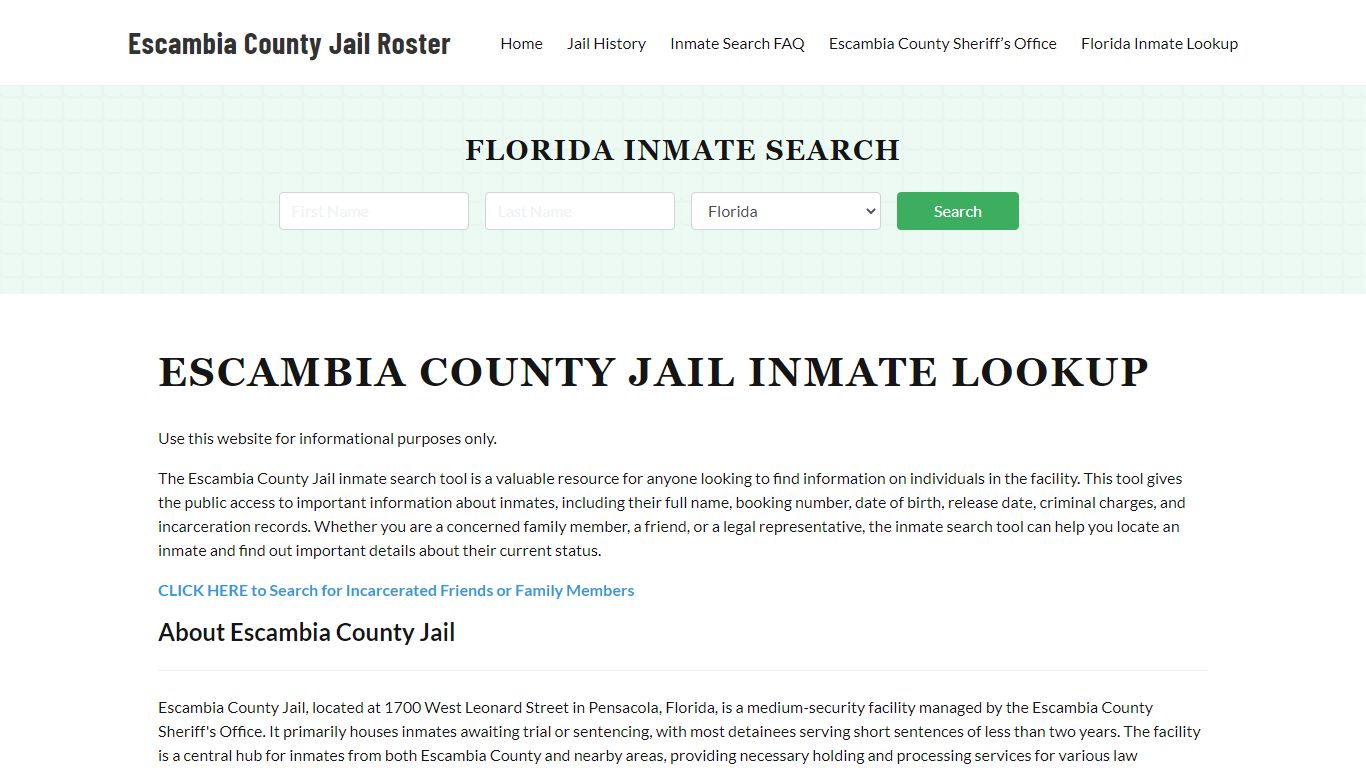 Escambia County Jail Roster Lookup, FL, Inmate Search