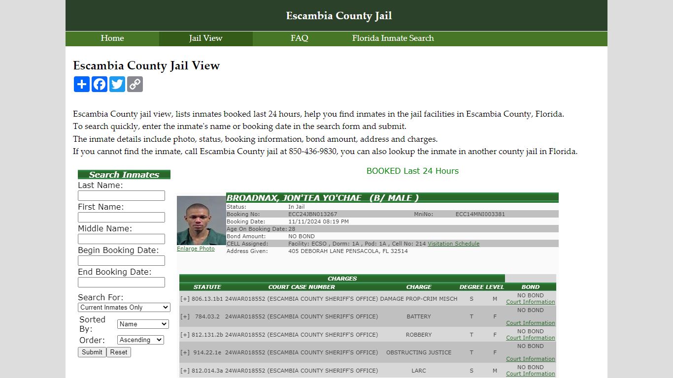 Escambia County Jail View