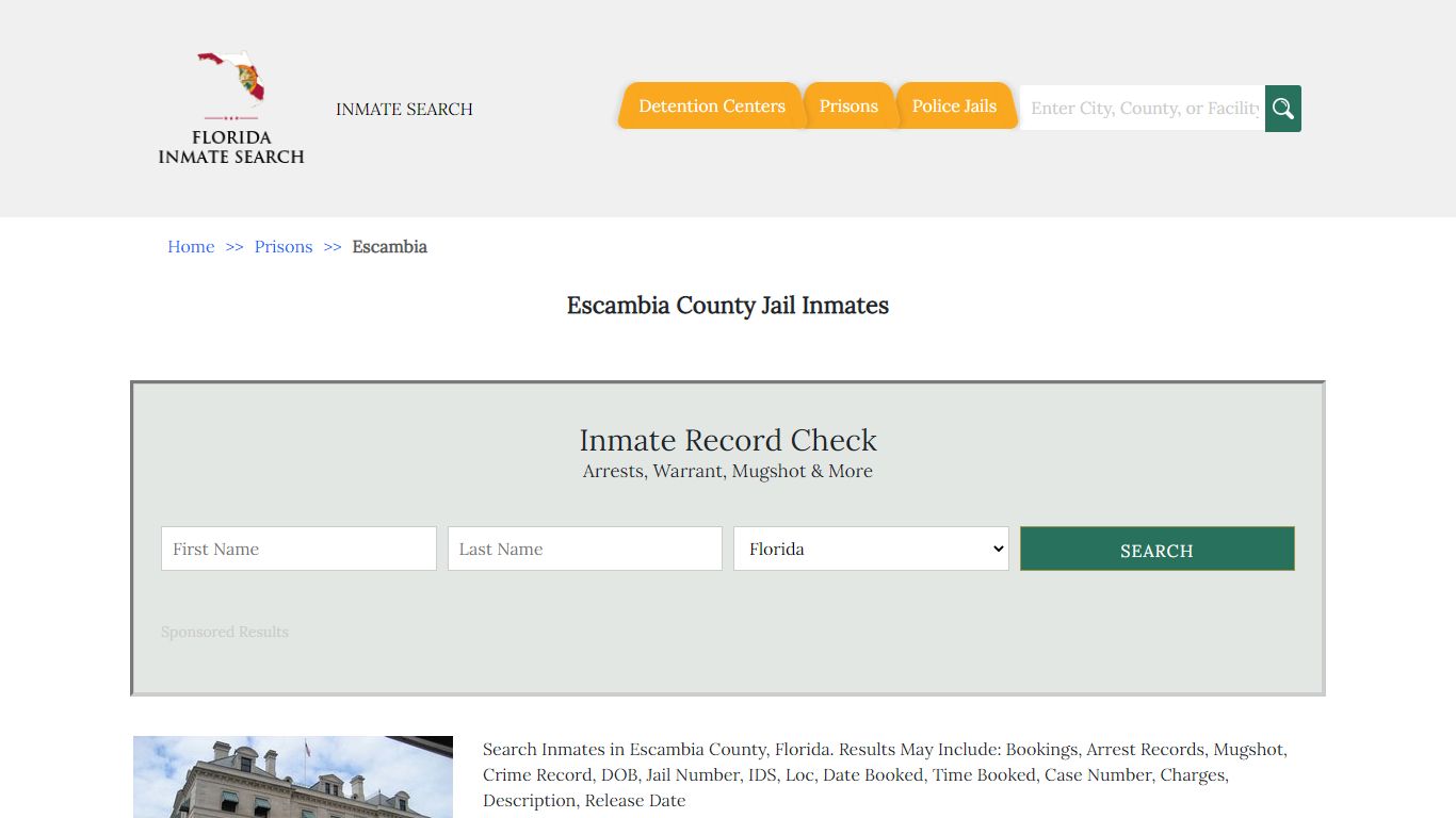 Escambia County Jail Inmates | Florida Inmate Search